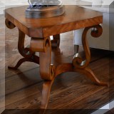 F13. European Crossroads by John-Richard scroll-leg side table. 25”h x 29”w x 24”d 
